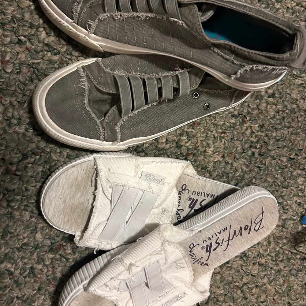Blowfish Green Slip-on Sneakers and and White Casual Slides Excellent Condition